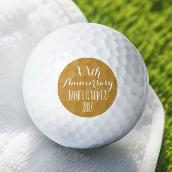 50th Or Other Wedding Anniversary Gold Golf Balls by JustWeddings at Zazzle