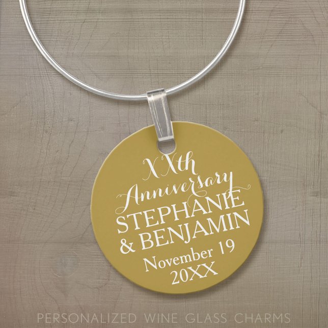 50th or Other Wedding Anniversary Personalized Wine Charm (Custom Wine Charm)