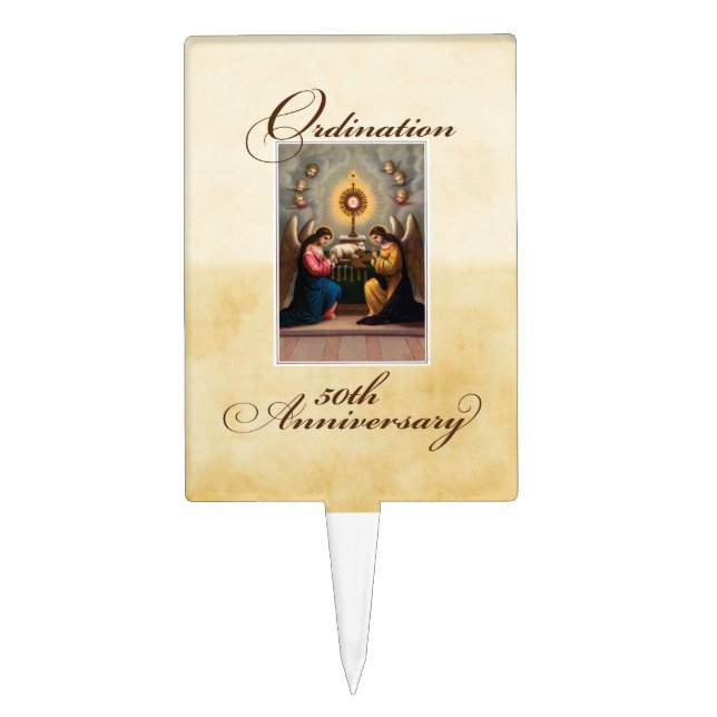 50th Ordination Anniversary Angels at Altar Cake Topper (Front)