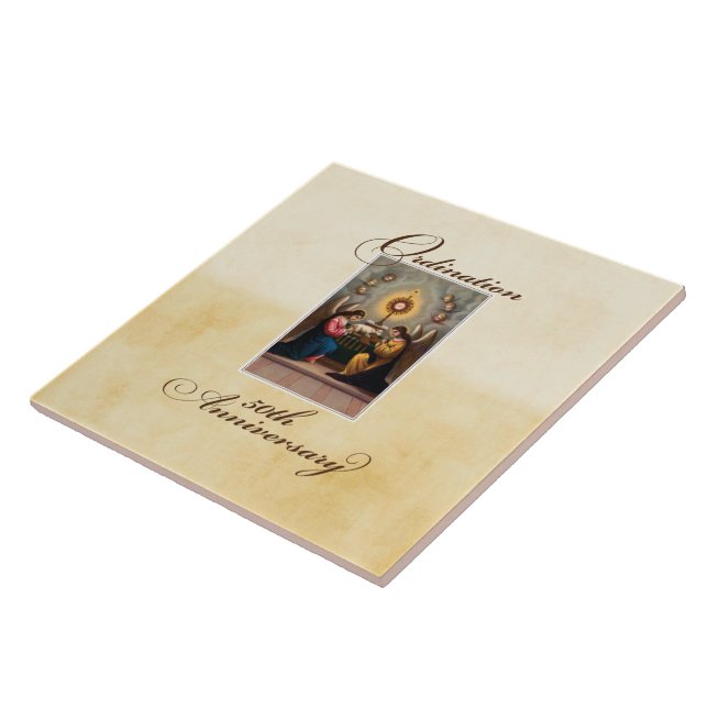 50th Ordination Anniversary Angels at Altar Ceramic Tile (Side)