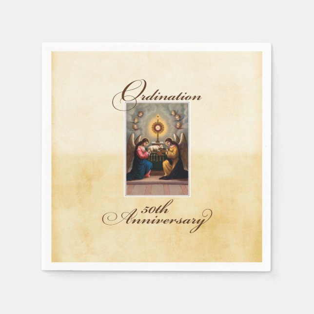 50th Ordination Anniversary Angels at Altar Napkins (Front)