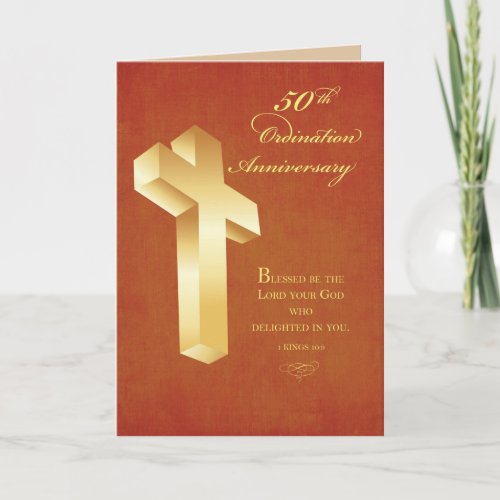 50th Ordination Anniversary Gold Cross Card