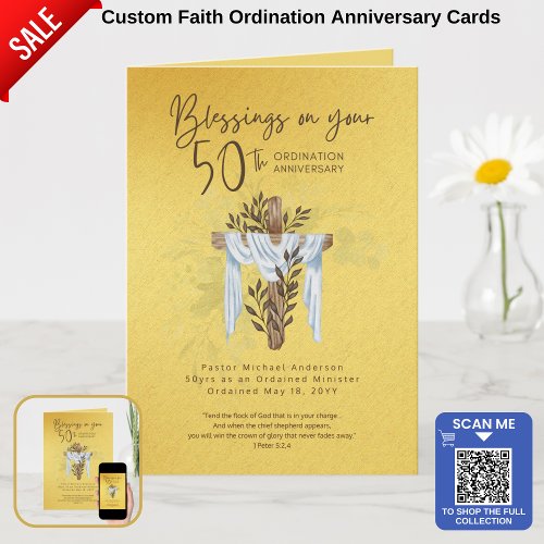 50th ORDINATION ANNIVERSARY Priest Pastor Minister Card