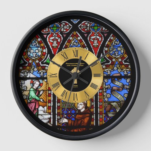 50th Ordination Anniversary Stained Glass Golden L Clock