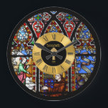 50th Ordination Anniversary Stained Glass Golden Large Clock<br><div class="desc">ANY number of years as an Ordained Pastor, Priest Minister Deacon etc. Ordination Anniversary personalized commemorative keepsake Gift with text template fields for you to add name, date and other text as desired. Add a personal message, greeting, Bible verse, scripture, proverb. Suitable for any milestone 1st 5th 10th 15th 20th...</div>