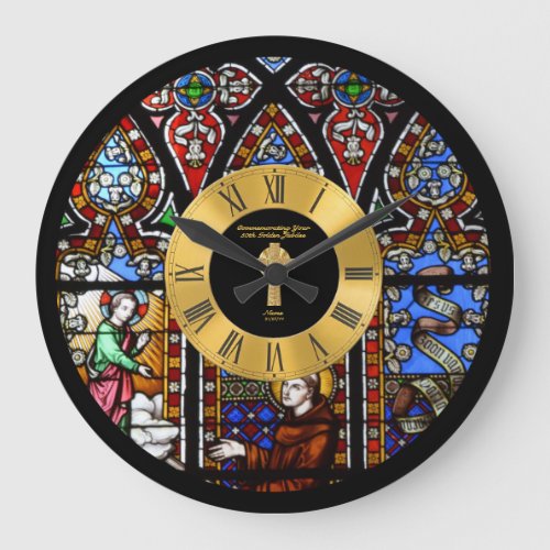 50th Ordination Anniversary Stained Glass Golden Large Clock