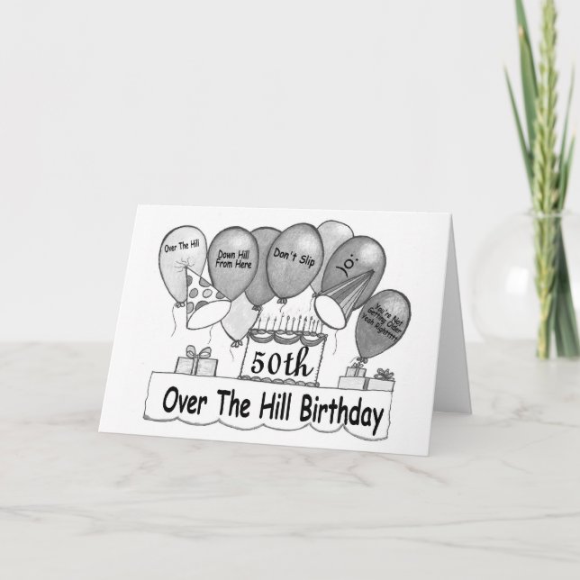50th Over The Hills Birthday Card (Front)