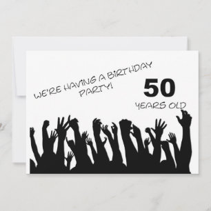 50th party invitation with cheering crowds