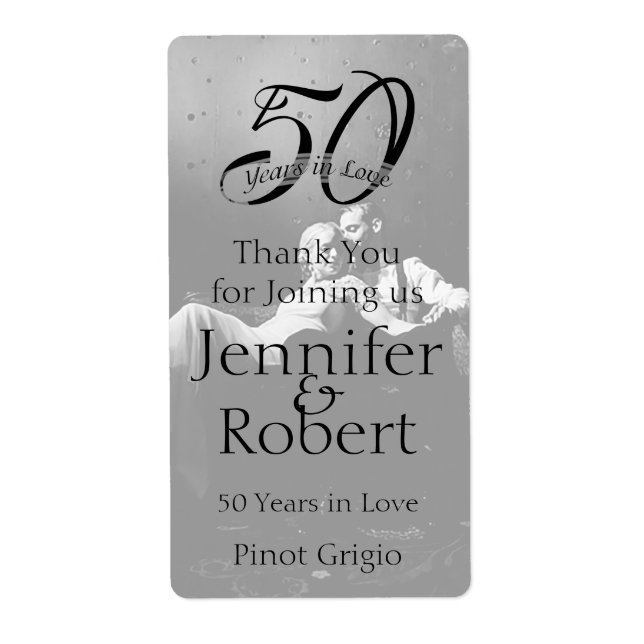 50th Photo Anniversary Wine Label (Front)