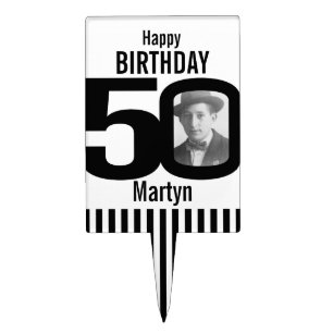 50th photo birthday cake topper