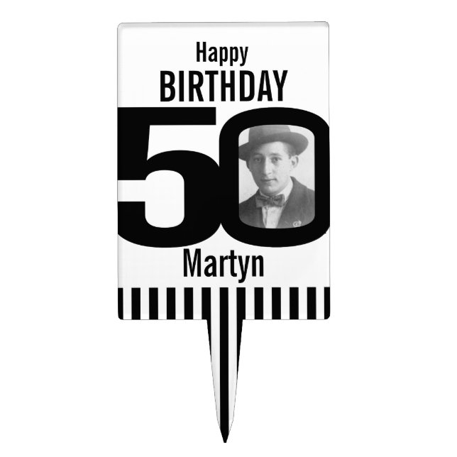 50th photo birthday cake topper (Front)