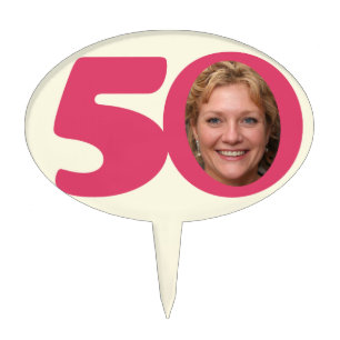 50th photo fun hot pink birthday cake topper