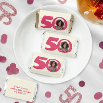 50th photo fun hot pink birthday cake topper hershey's miniatures