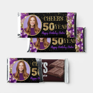 50th Photo Purple Gold Balloons Hershey Bar Favors