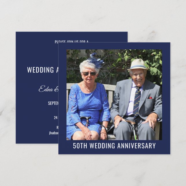 50th Photo Wedding Anniversary Invitation (Front/Back)