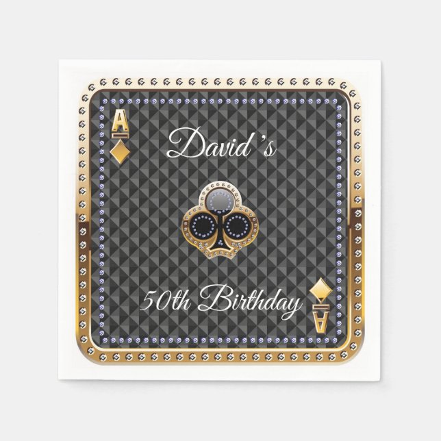 50th Poker Playing Card Casino Birthday Napkins (Front)