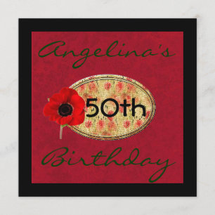 50th Poppy Flower Birthday Invitation