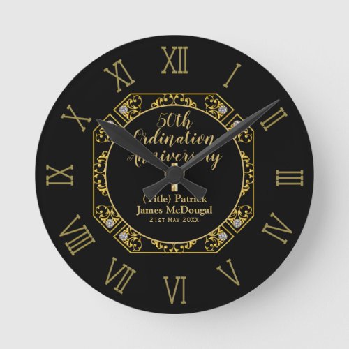 50th PRIEST Ordination Anniversary Personalized Round Clock