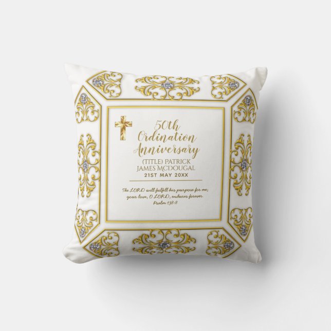50th PRIEST Ordination Anniversary Personalized Throw Pillow (Front)