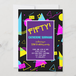 50th Retro Colorful Birthday Celebration Invitation