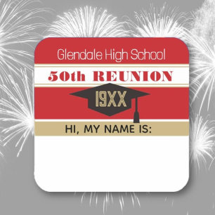 50th Reunion! Class Reunion Name tag Sticker