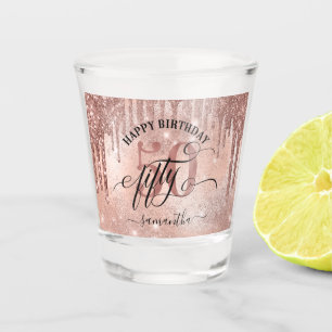 50th Rose Gold Happy Birthday  Shot Glass
