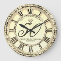 50th Silver Wedding Anniversary Large Clock