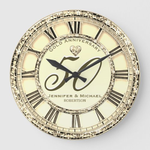 50th Silver Wedding Anniversary Large Clock