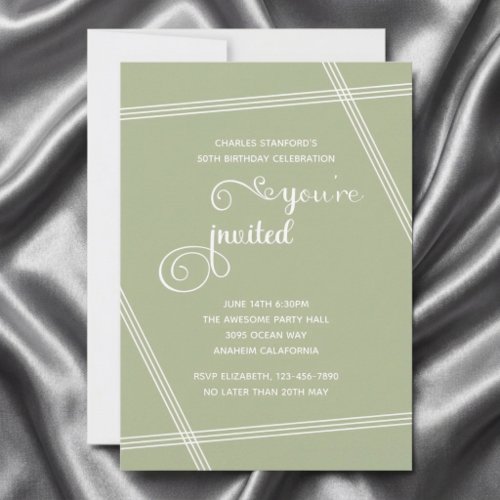 50th Simple Modern Elegant Birthday Party Invites