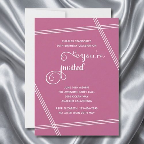 50th Simple Modern Elegant Birthday Party Invites