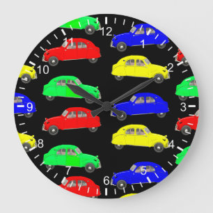 50th Style Citroen 2CV Pattern Large Clock
