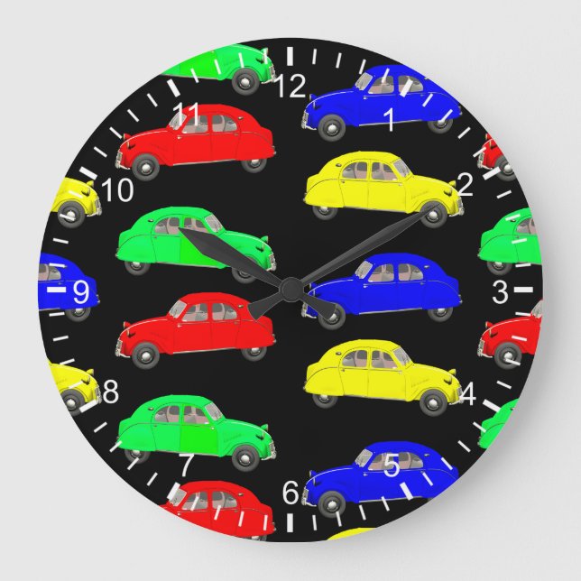 50th Style Citroen 2CV Pattern Large Clock (Front)