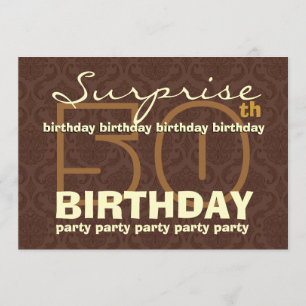 50th SUPRISE Birthday Chocolate and Gold W044A Invitation