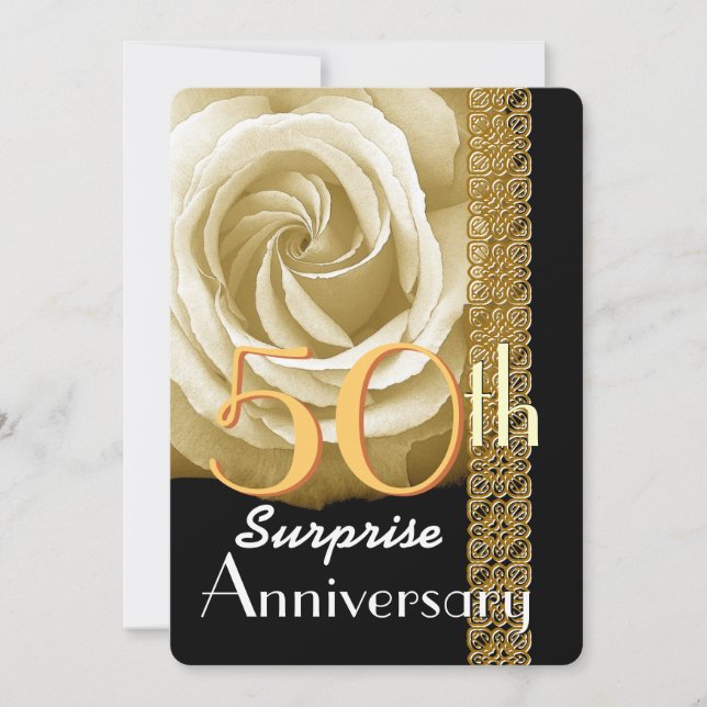 50th SURPRISE Anniversary Invitation Rose V01A (Front)
