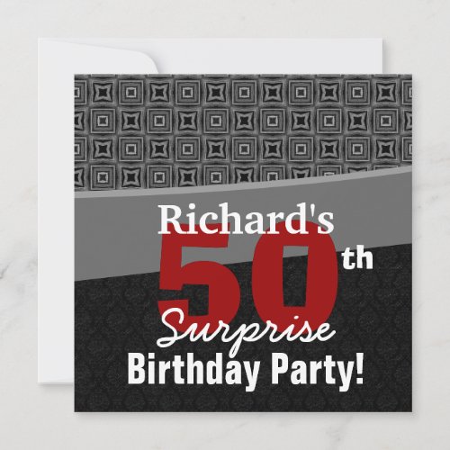 50th Surprise Birthday Black White Red Y329 Announcement