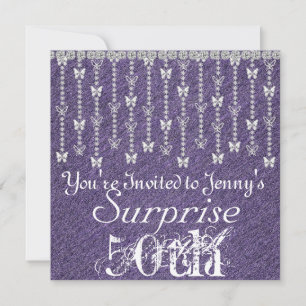 50th Surprise Birthday Butterfly PURPLE Invitatati Invitation