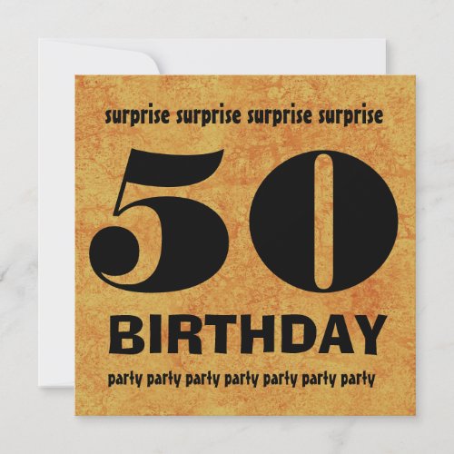 50th SURPRISE  Birthday Party Gold Grunge W1443A Invitation