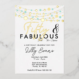 50th surprise birthday party invitation elegant  foil invitation
