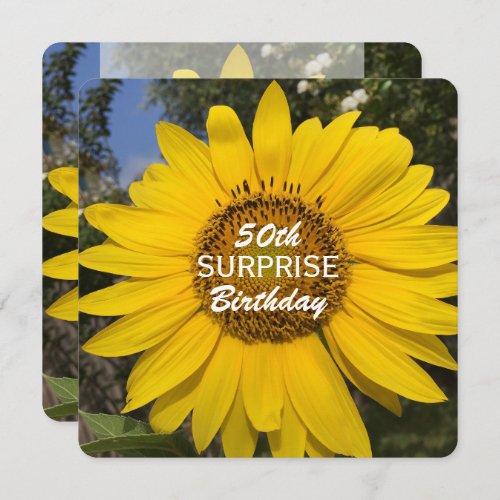50th Surprise Birthday Party Sunflower Invitation