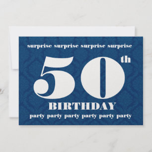 50th SURPRISE Birthday Party Template - Navy Blue