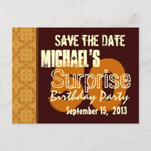 50th Surprise Birthday Save the Date Gold Announcement Postcard