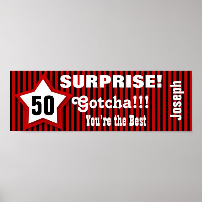 50th SURPRISE Birthday Star Banner Custom Z08J1 Poster (Front)