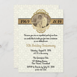 50th Vintage Style Wedding Anniversary Invite