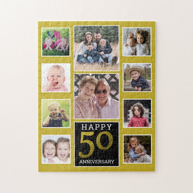 50th Wedding Anniversary 10 Photo Collage Jigsaw Puzzle (Vertical)