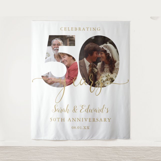 50th Wedding Anniversary 2 Photo Backdrop (Front)