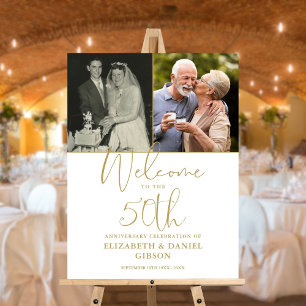 50th Wedding Anniversary 2 Photo Welcome Sign