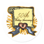 50th wedding anniversary 3w classic round sticker