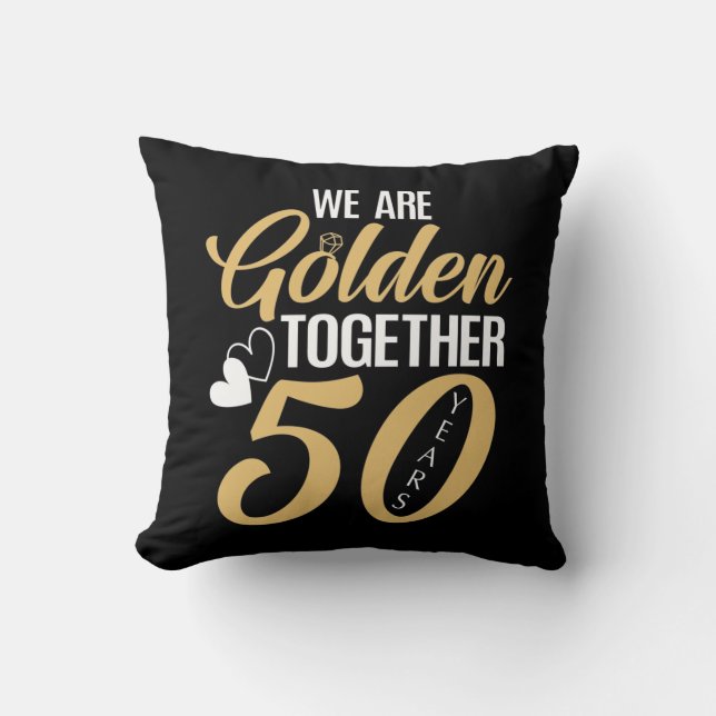 50th Wedding Anniversary 50 Years Golden Couple Throw Pillow (Front)