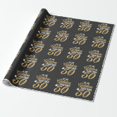 Black Gold Jeweled Champagne 50th Celebration Wrapping Paper