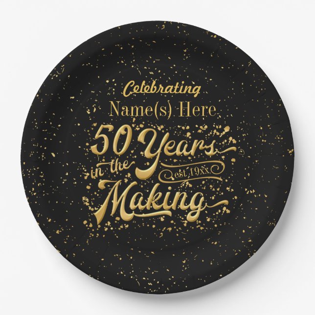 50th Wedding Anniversary - 50 Years in the Making Paper Plates (Front)